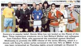 Featured photograph of Monkey, Pigsy, Sandy and Tripitaka alongside Millwall player Dennis Wise, amongst others