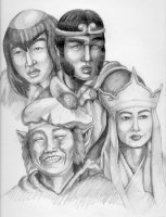 Pencil drawing of the 4 pilgrims